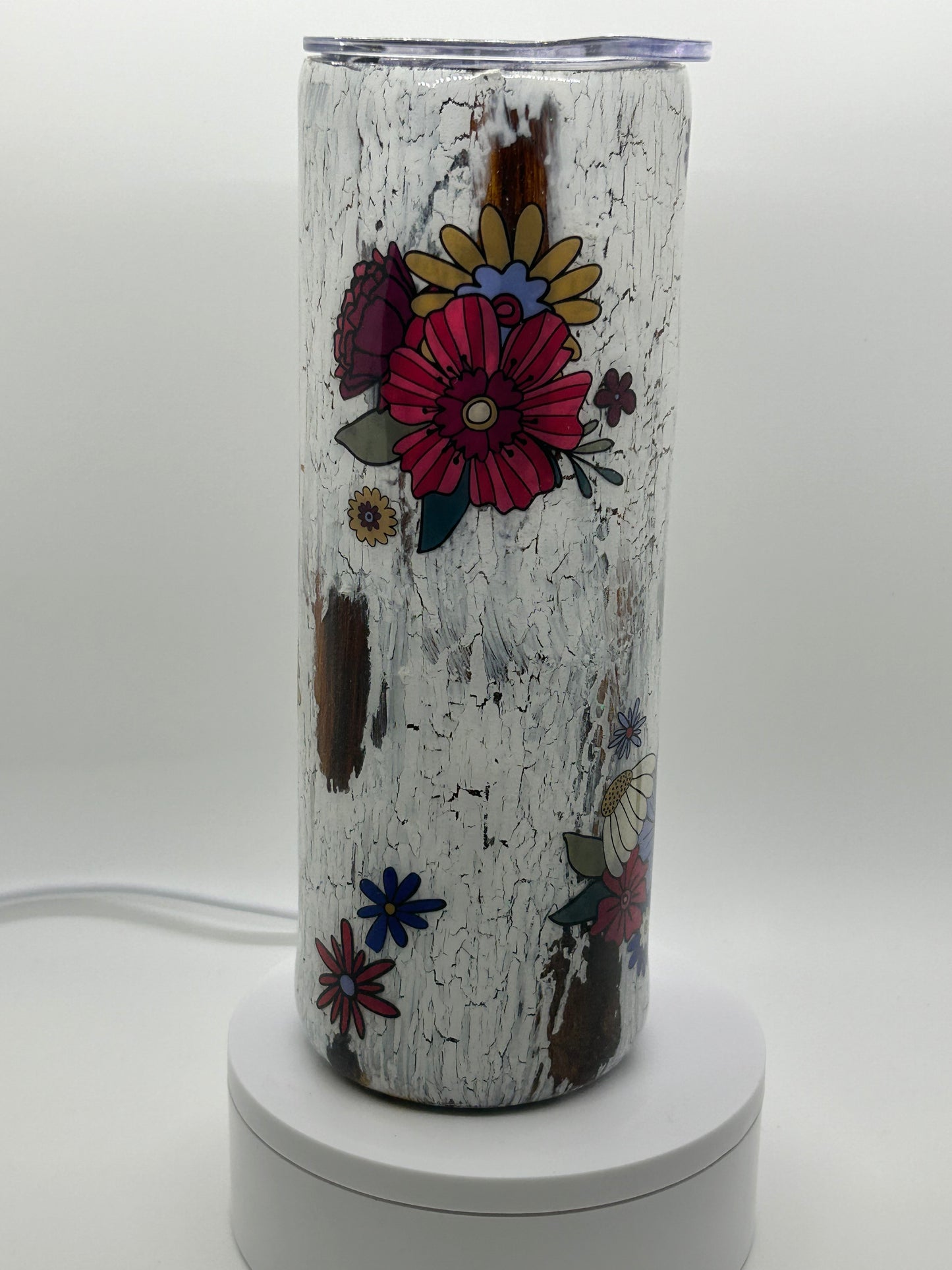 Crackled Flower Tumbler